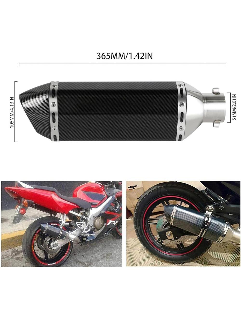 Exhaust Muffler Carbon Fiber 1.5-2"Inlet with Removable DB Killer Street/Sport